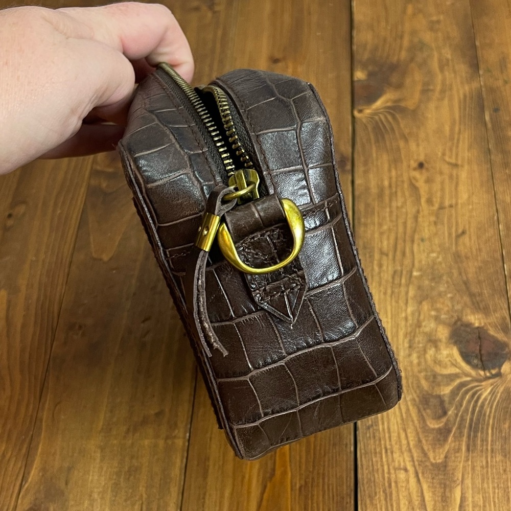 Madewell transport camera bag brown croc embossed leather **NO STRAPS** - Picture 6 of 12